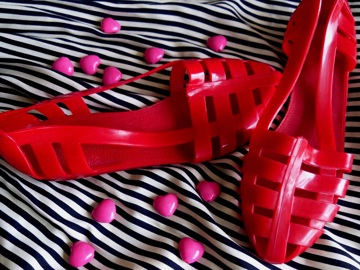 Old School 1980s Red Vintage Fantastic Plastic Jelly Shoes