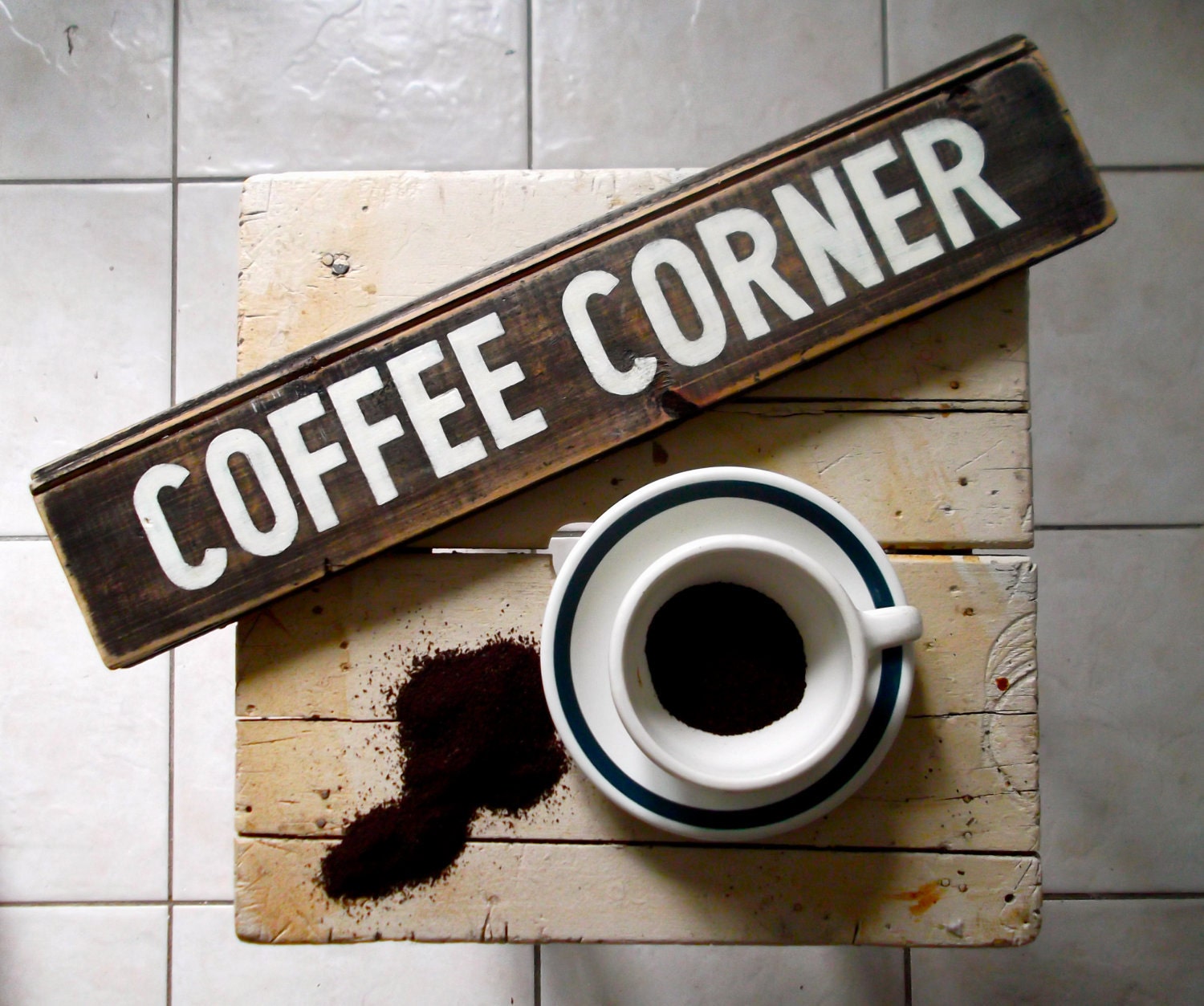COFFEE CORNER Hand Painted Wood Sign