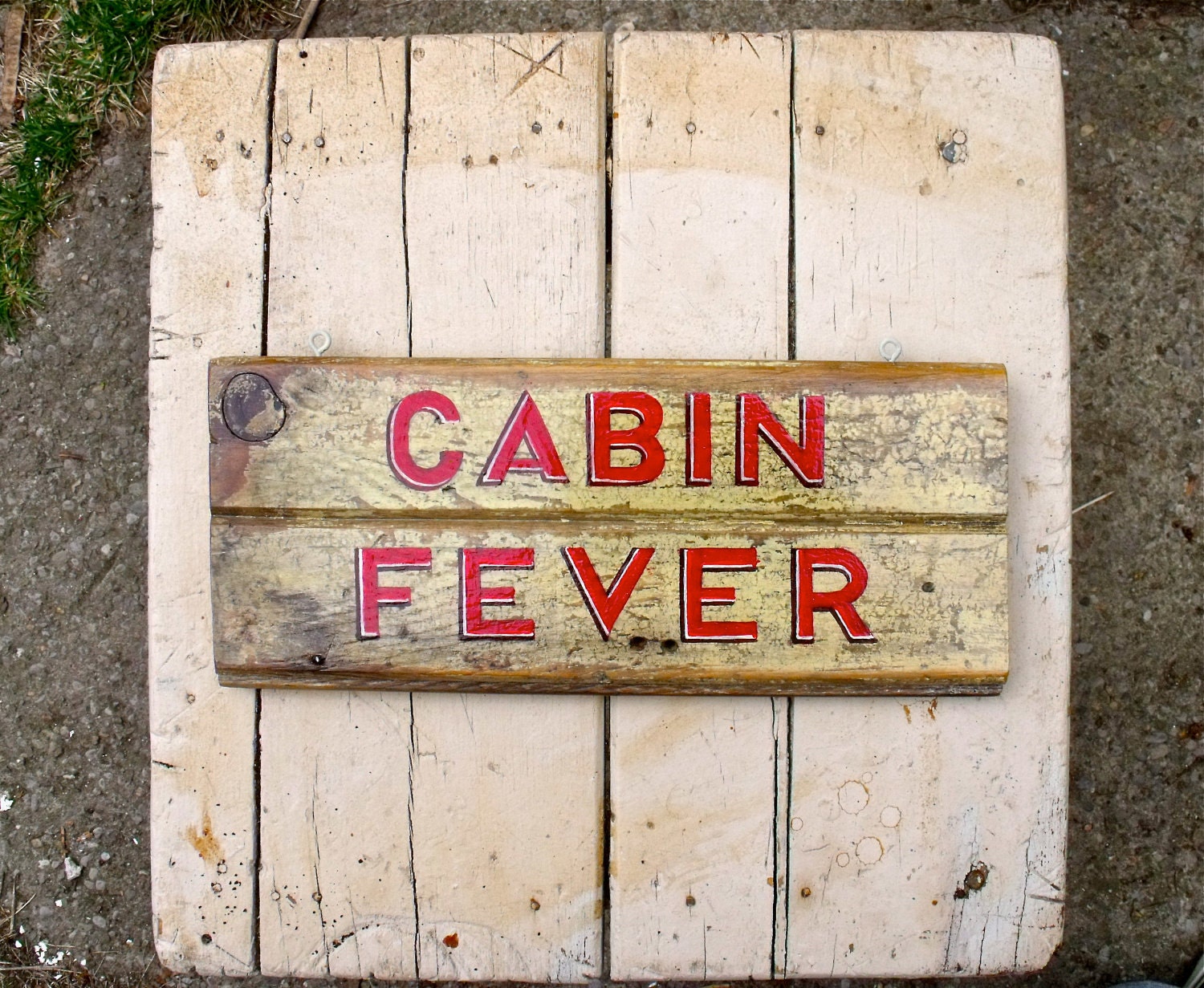 CABIN FEVER Hand Painted Sign - Reduced Price