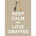 LARGE 13X19 Keep Calm and Love Giraffes : Beige Personalized custom Wedding Birthday Anniversary Gift Children Kids Home Decor