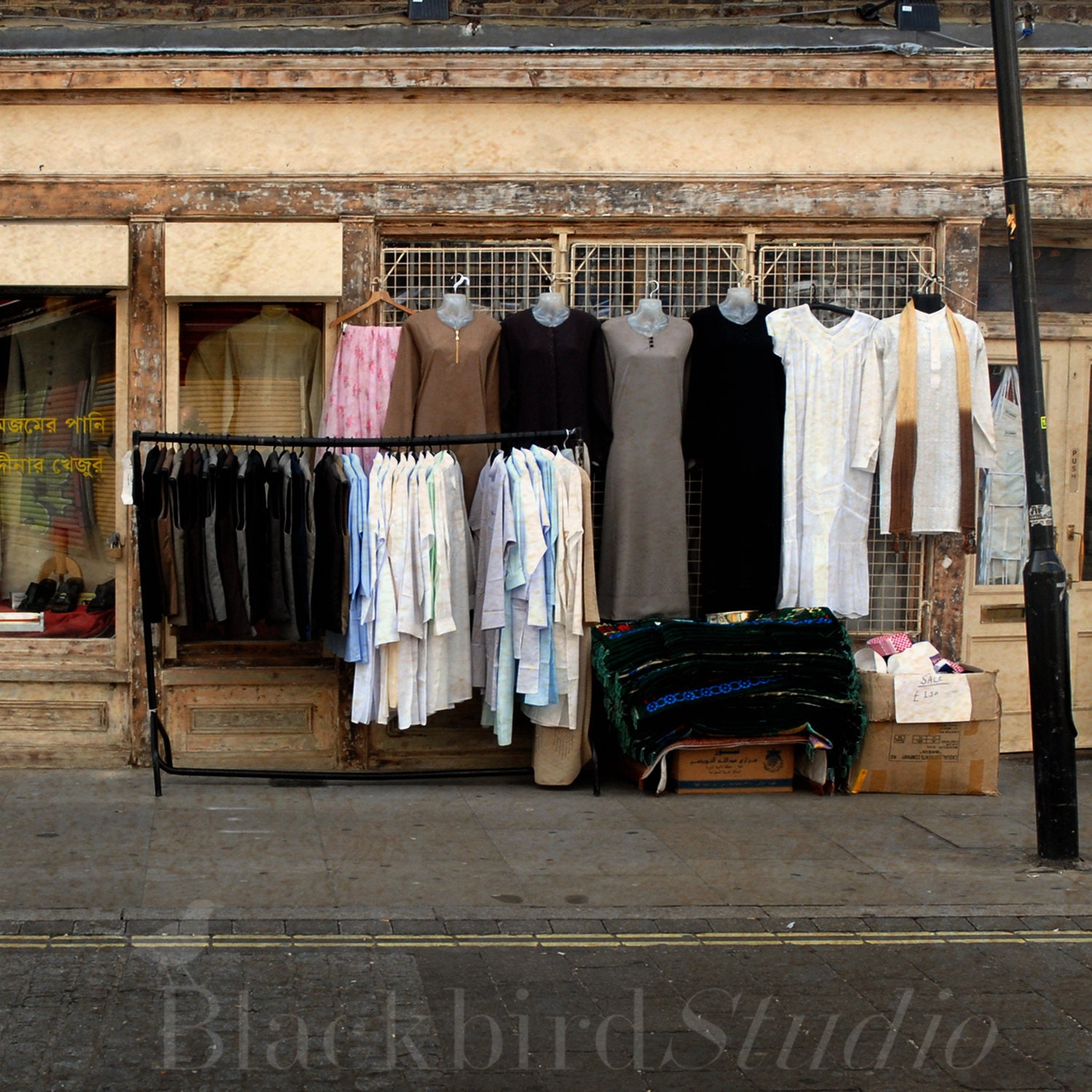 Clothes Stall in Brick Lane, London  Fine Art Photograph 5 x 5 inches limited edition print