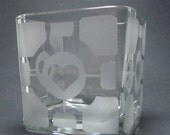 Portal Inspired Companion Cube Etched Glass Votive/Bowl