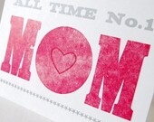 Letterpress-Karte "MOM" - DIN A 6  300g Letterpresspapier weiß und bedruckter Umschlag DIN C 6 Papier weiß plus Divine Twine-Kordel