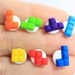 Miniature Rainbow Tetris Ear Studs Set of 7