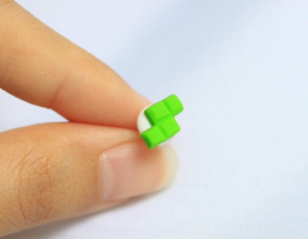Miniature Rainbow Tetris Ear Studs Set of 7
