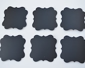 Set of 6 Flourish Chalkboard Tag Stickers Labels
