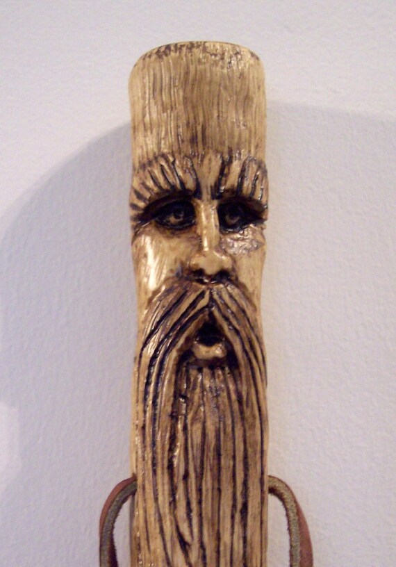 Walking Stick Staff Carved Wood Spirit By Dreamweav On Etsy 0837