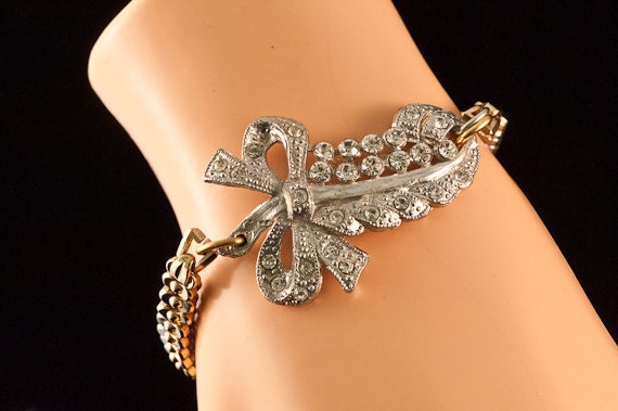 Two-tone BRACELET Art Deco/ Nouveau Upcycled Repurposed Vintage Original Design