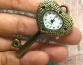 pocket watch small cartoon copper metal pendant necklace very cute chb06 Key