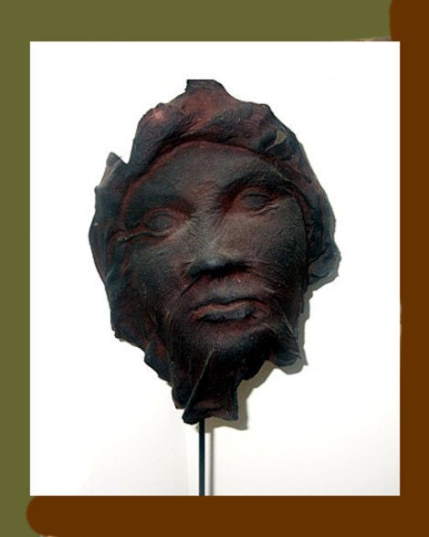 Leather Sculpture Leather Art Deer Skin Mask Dark