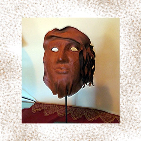 Leather Mask Unique Leather Sculpture One Of A Kind Art Chestnut