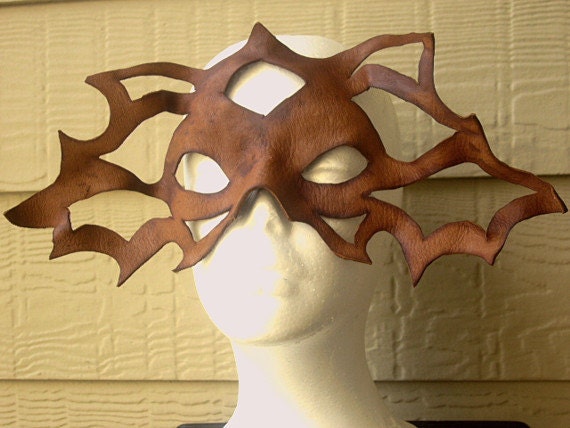 Leather Mask Cutwork Sculpture Wearable Art Renaissance Leather Art