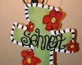 Poppy Red Flower Burlap Cross Door Hanger