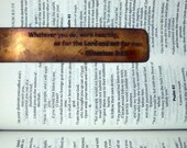 Engraved & Antiqued Copper Bookmark - Personalized