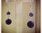 Sterling Silver, Faceted Amethyst and Lava earrings