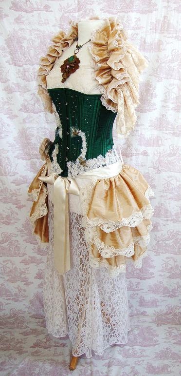 Silk STEAMPUNK BUSTLE Skirt Romantic Victoriana  Burlesque PANDORA  Victorian  Lolita By Ophelias Folly