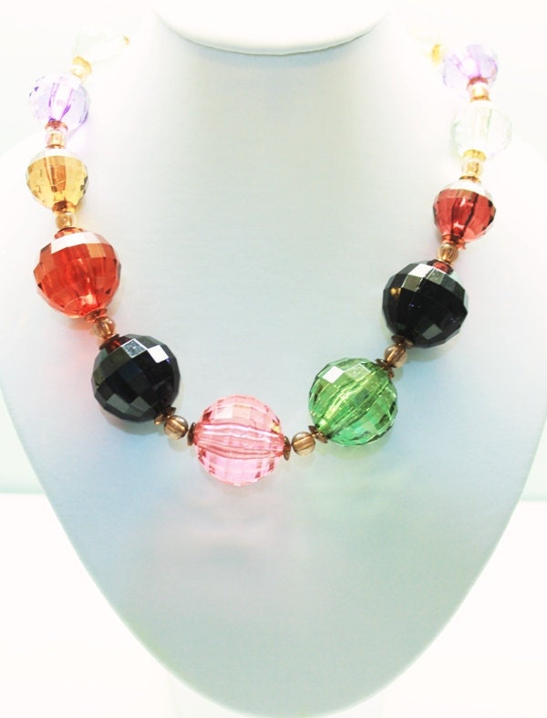 Vintage Colorful chunky statement necklace