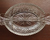 Vintage Cut Glass Relish Olive Serving Dish Oval