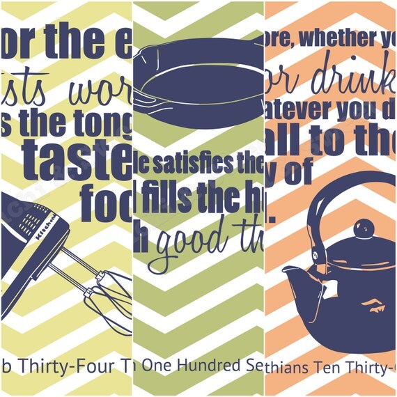 Scripture Kitchen Prints, Three 8x10 print