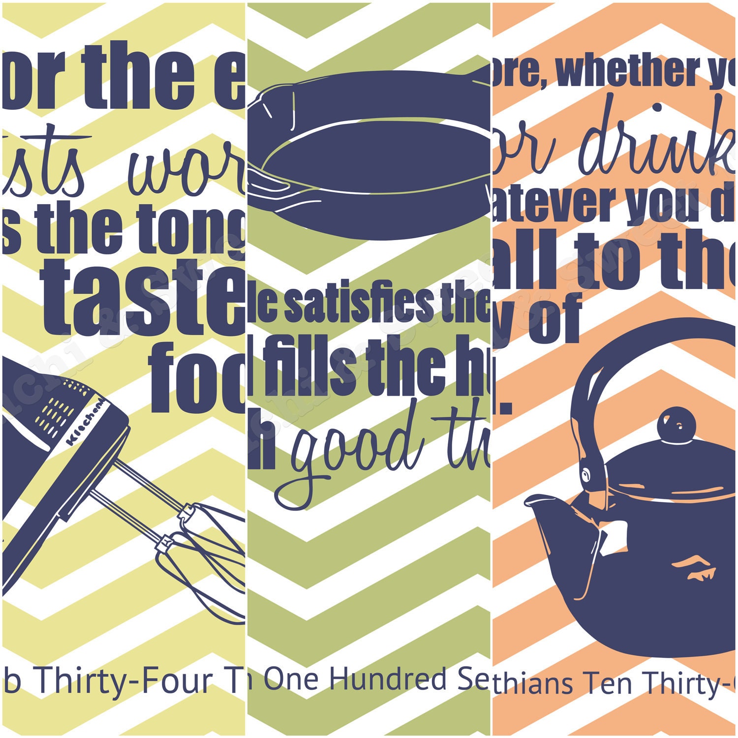 Scripture Kitchen Prints, Three 8x10 print