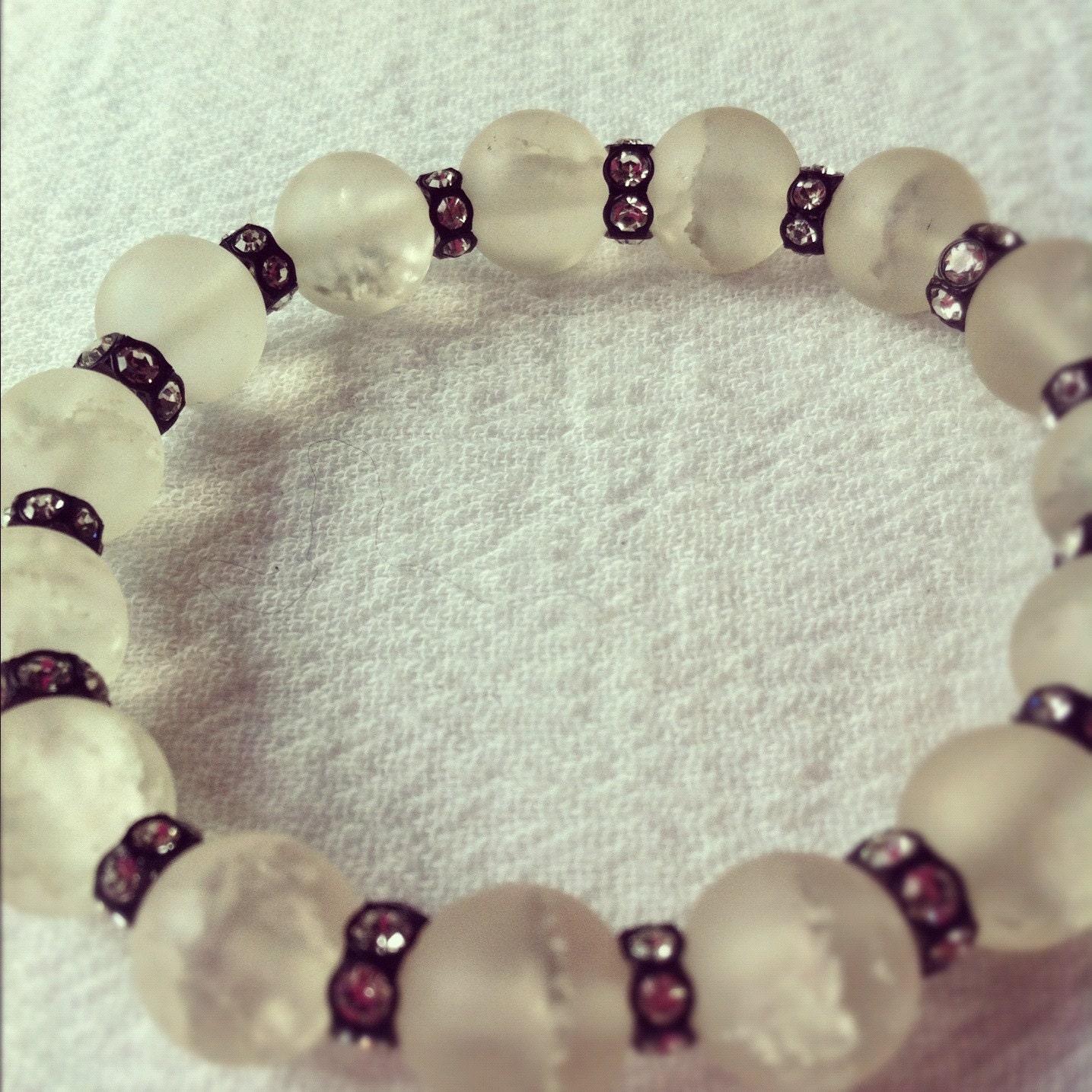 White and Black Swarovski matte crystal bracelet