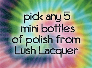 Pick ANY 5 MINI BOTTLES (9ml) from Lush Lacquer :  Custom-Blended Glitter Nail Polish / Lacquer