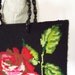 Reserved for Alena Vintage Black Cross Stitched Purse with Rose and Beaded Handles