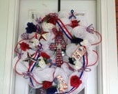 Beautiful Patriotic Deco Mesh Wreath