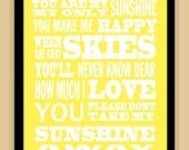You are MY SUNSHINE quote modern print poster 8x10