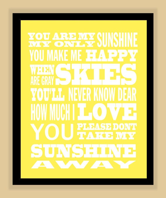 You are MY SUNSHINE quote modern print poster 8x10