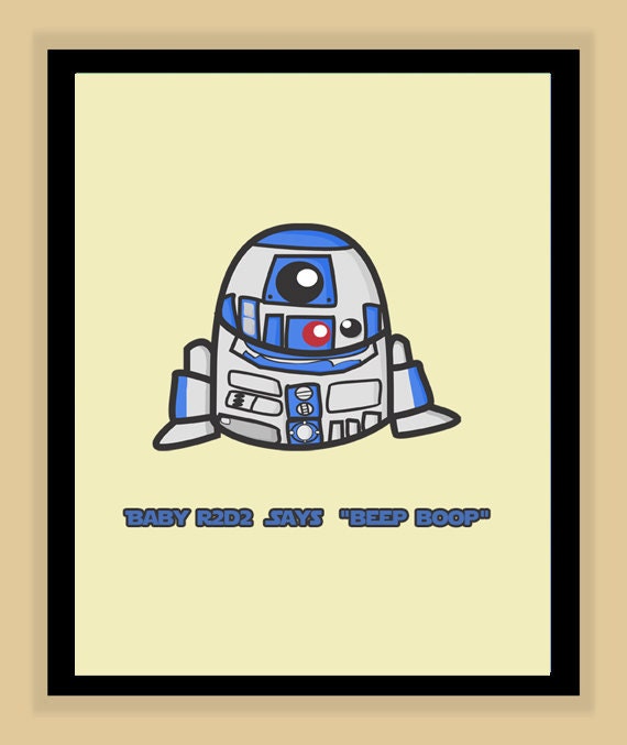 Baby R2D2 Nursery Art modern print poster 8x10