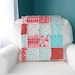 Crib Rag Quilt, for baby or toddler, Aqua and Red by Michael Miller, girl nursery, red, aqua, pink, turquoise, photo prop