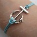 Anchor-antique silver anchor bracelet,anchor wax cord bracelet,blue wax cords bracelet-Z112
