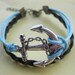 Anchor-antique silver anchor bracelet,anchor wax cord bracelet,braid leather bracelet-Z004
