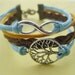 Karma-wish tree bracelet,infinity bracelet,wax cords bracelet,braid leather bracelet-Z222