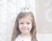 Vintage  White Gold Lace Crown/Tiara newborn, baby or child photography prop/birthday accessory/Keepsake