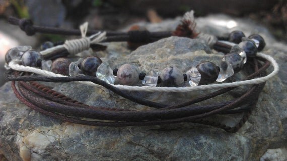 Men's Bracelet - Stone Boho Wrap Style - Man Bracelet