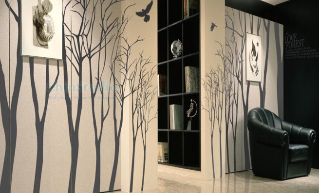 Tree Wall Decal Nursery wall stickers Art-Love forest-set of 14 trees