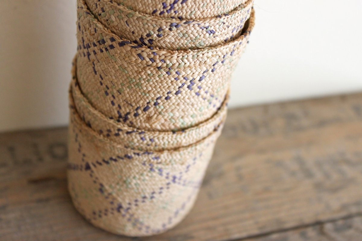 Vintage Baskets - Nesting Small Woven Set with Blues