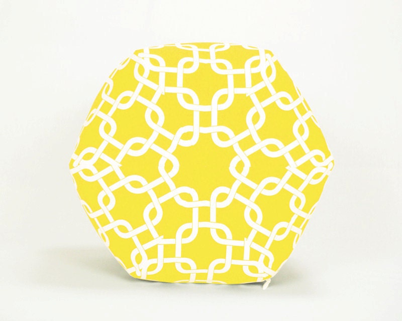 16" Wide  x 12.5" Tall Modern Contemporary Floor Ottoman Mini Pouf/Pouffe  Pillow Stool Yellow/White Gotcha