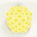 16" Wide  x 12.5" Tall Modern Contemporary Floor Ottoman Mini Pouf/Pouffe  Pillow Stool Yellow/White Gotcha