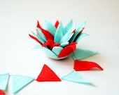 Felt bunting garland, Red and turquoise, Birthday decoration
