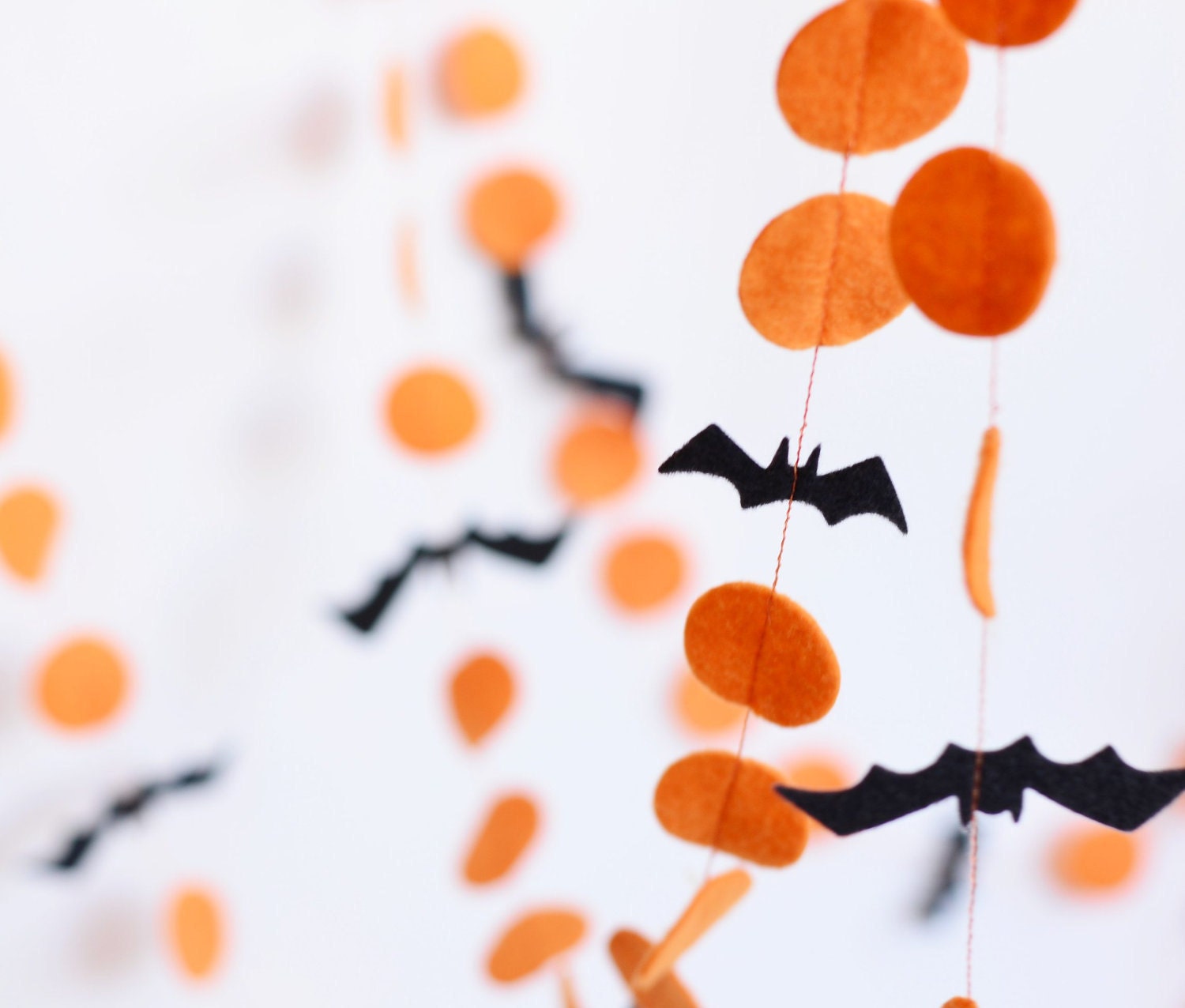 Orange and black Halloween garland, Creepy, Bat garland, Halloween decorations - CoutureByAyca
