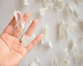 DISCONTINUED Heart Garland from Venice lace with hand woven cotton fabric scraps, Country chic wedding decoration