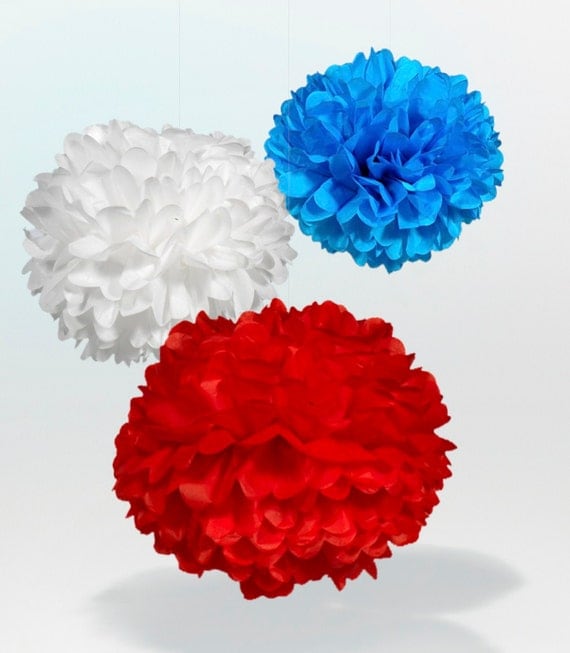 Set of 10 Tissue Paper Pom Poms - Choose your Colors