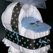 Bassinet Diaper Cake Brown Blue Dot Baby Shower Centerpiece