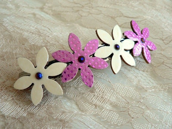 Purple cream barrette, Purple hair accessory, Purple barrette, Purple