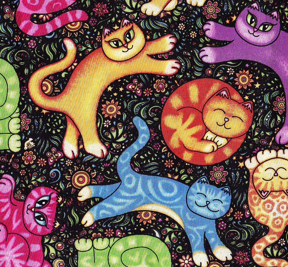Sew Catty - Colorful Cat Fabric by Dan Morris