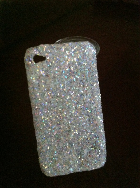 White iridescent glitter iphone 4/4s case