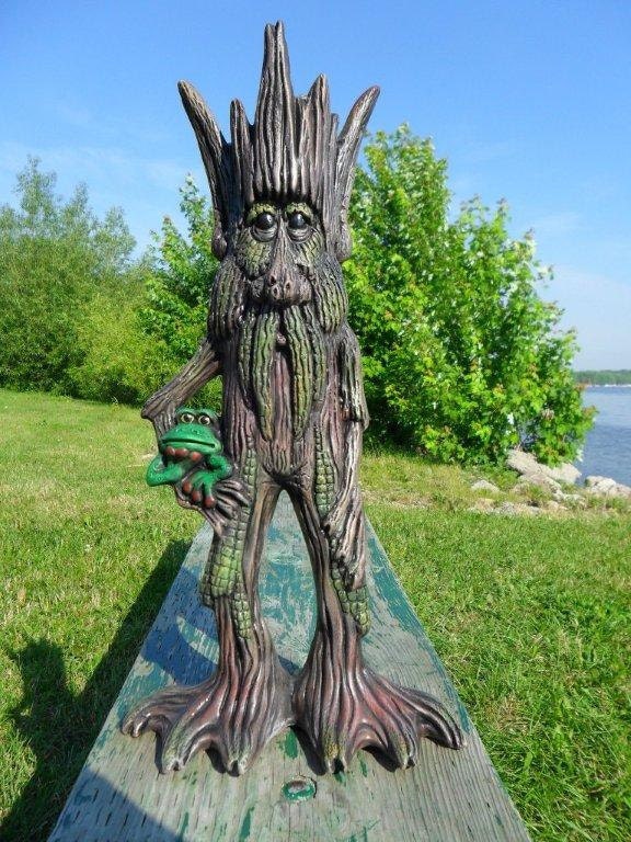 Ceramic Ent Planter, hand painted - 16 3/4 inches, fantasy, indoor or outdoor, lawn and garden